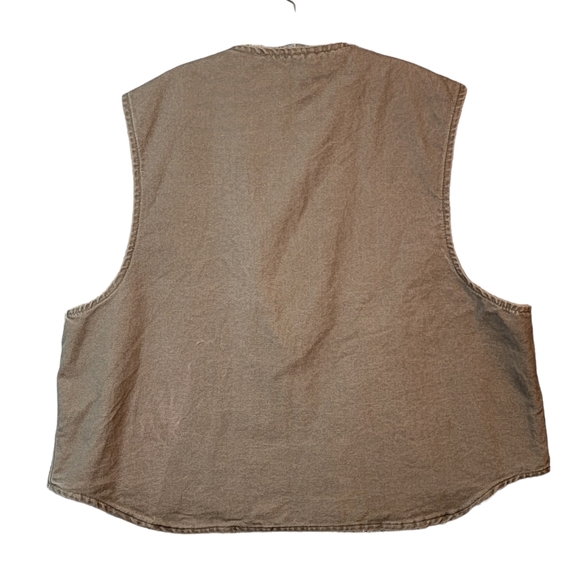Carhartt V13 DES Sherpa Fleece Lined Canvas Workwear Tan Gray Vest Men's 2XL - Picture 2 of 10